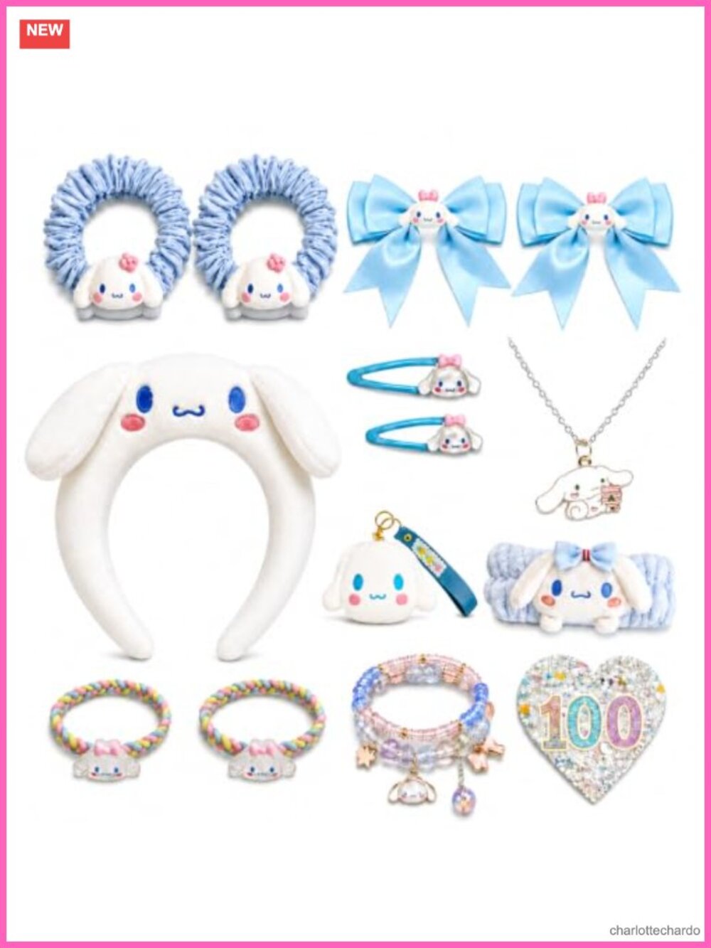 Kawaii Accessories Set Resin Nylon Headbands Hair Clips Bracelets Keychain